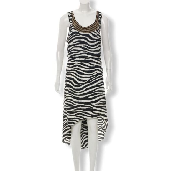 Michael Kors Zebra Animal Print Beaded Dress - Picture 1 of 13